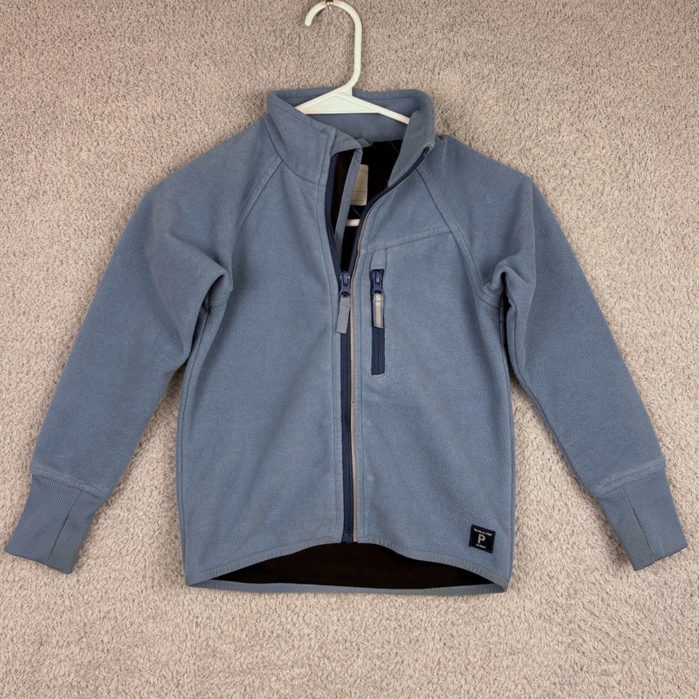 Polarn O Pyret Fleece Jacket Kids 4-5Y Blue Windproof Zip Up Scandi Gorpcore